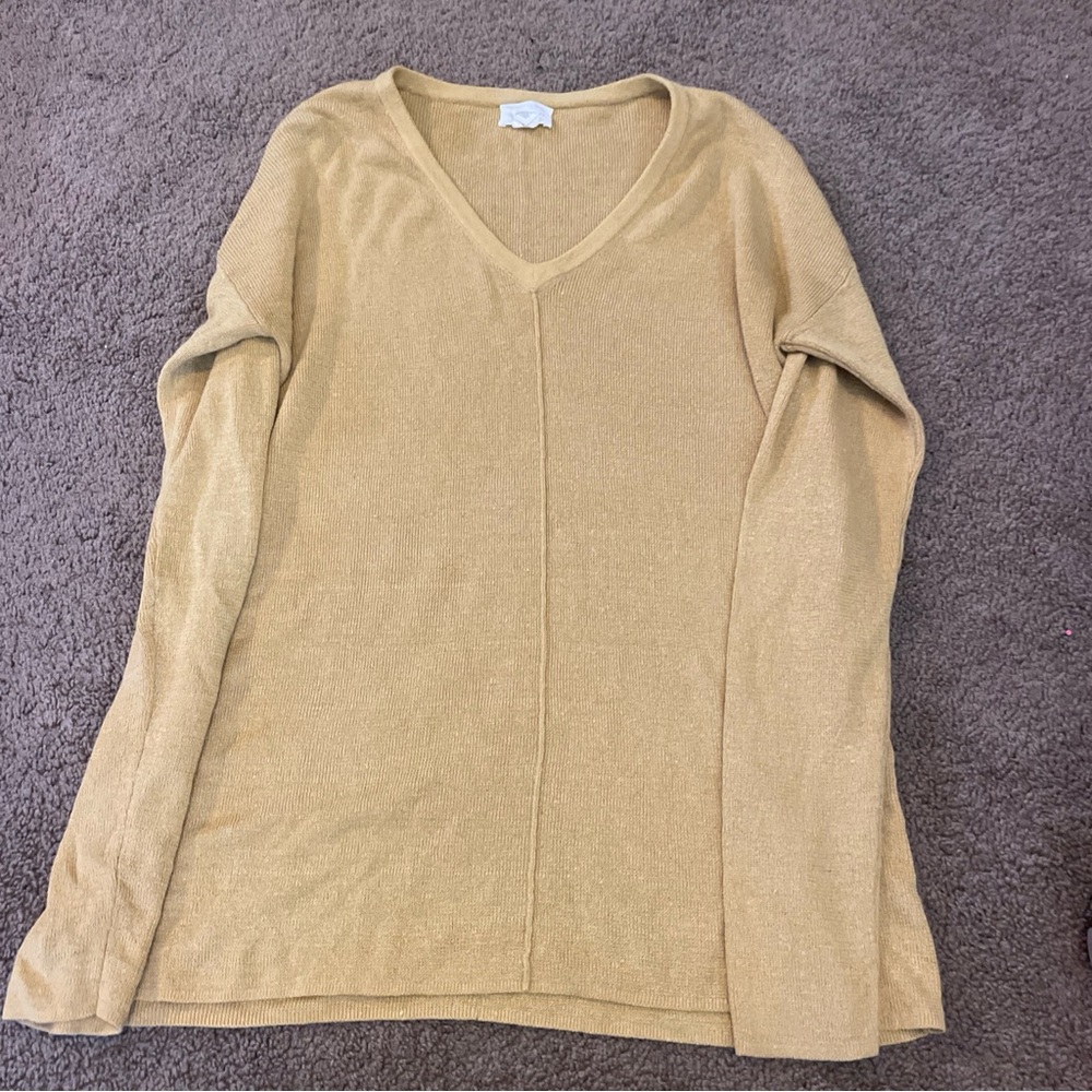 Caslon V-Neck Sweater in Tan